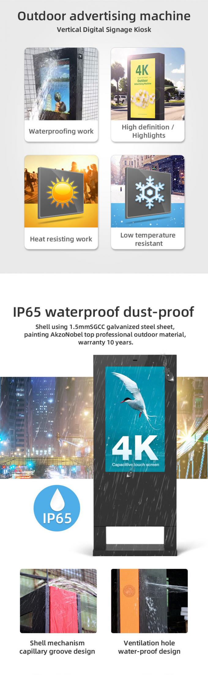 пол 4K HD стоя экран на открытом воздухе рекламы афиши signage lcd цифровой