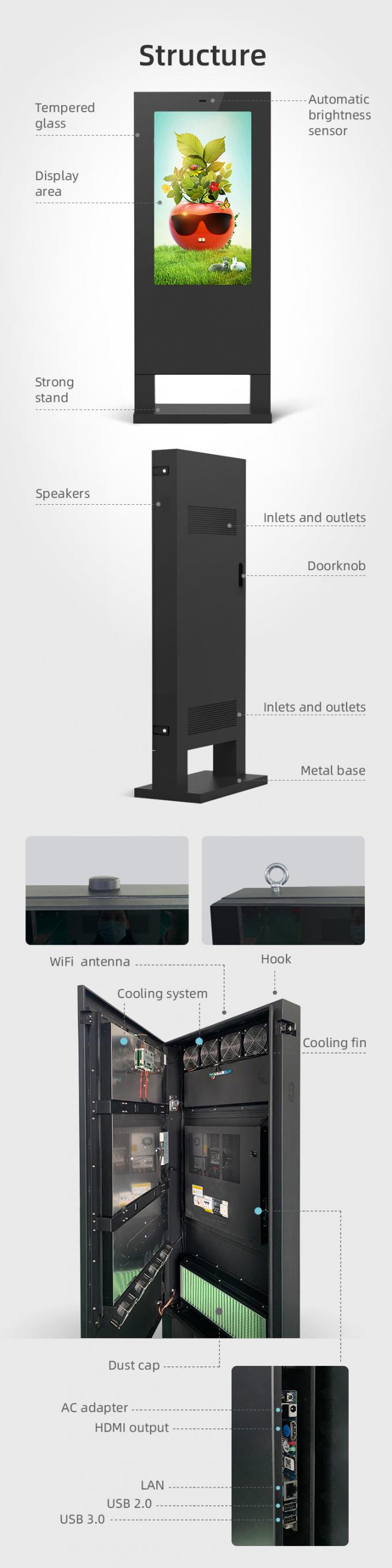 пол 4K HD стоя экран на открытом воздухе рекламы афиши signage lcd цифровой
